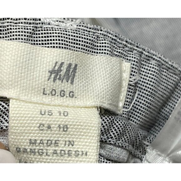 H&M Women's Ankle Pant Mini Check Black White Size 10 Stretch Cotton Blend - Picture 4 of 8